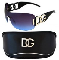 DG Eyewear Black Oversized Rimless Sunglasses and Oversized Case